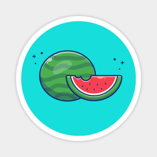 Watermelon And Slices Of Watermelon Cartoon Magnet